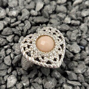 Judith Ripka Pink Stone Heart Ring Size 5.75